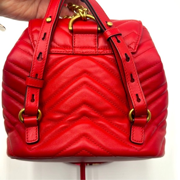 Gucci Marmont Red Leather Backpack - Picture 6 of 12